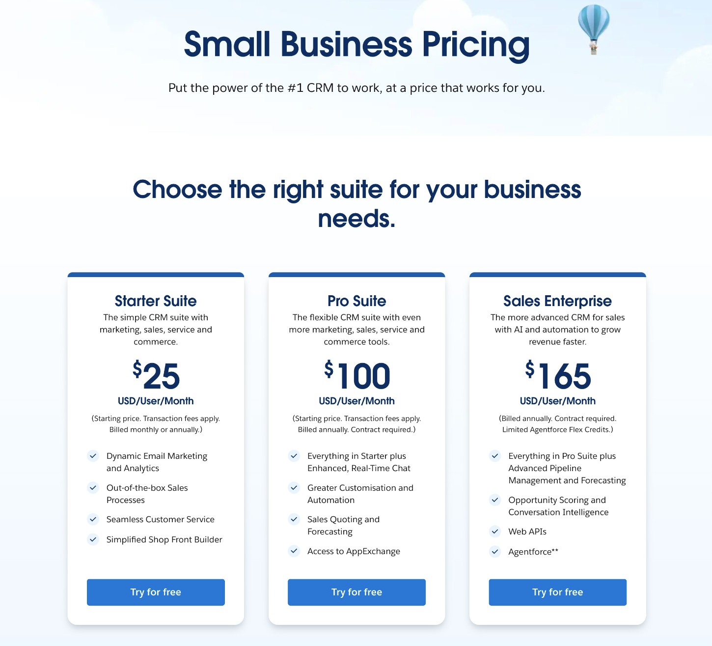 Salesforce small business pricing