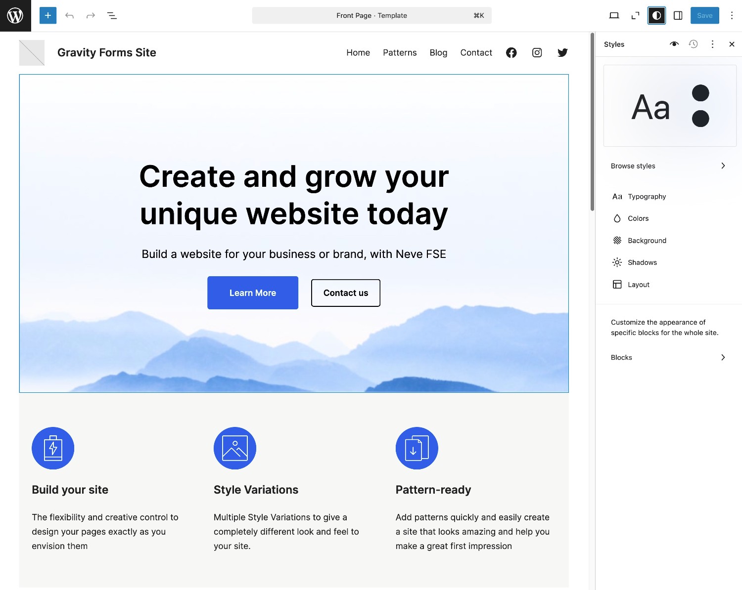 WordPress Site Editor customization