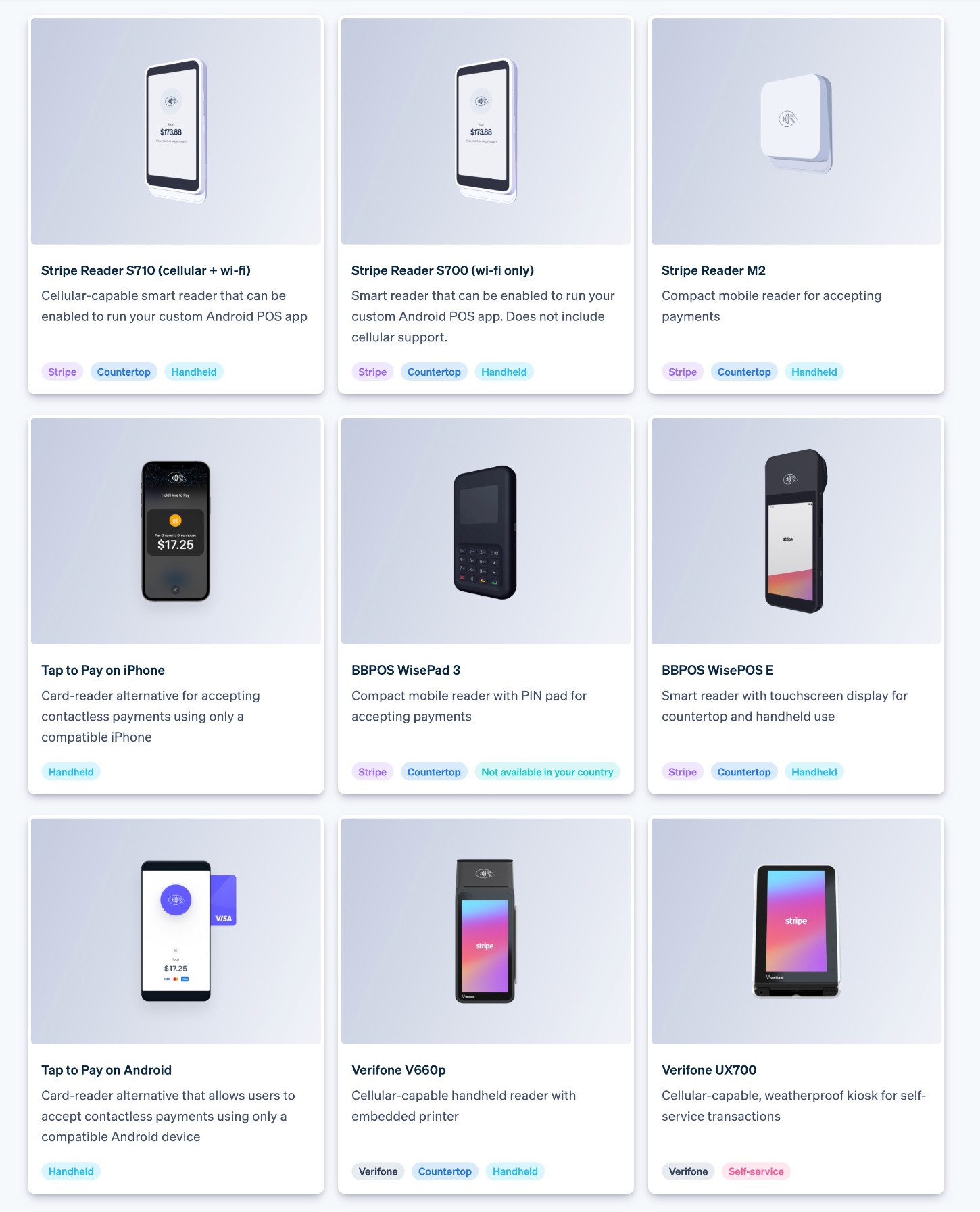 Stripe payment hardware