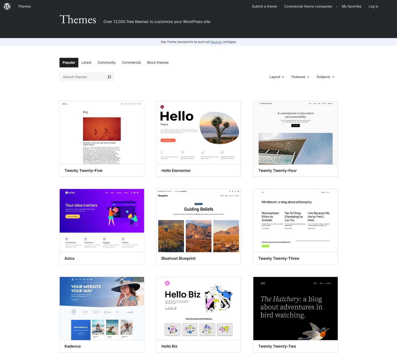 WordPress.org theme directory