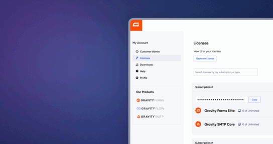 Gravity Forms Account Dashboard