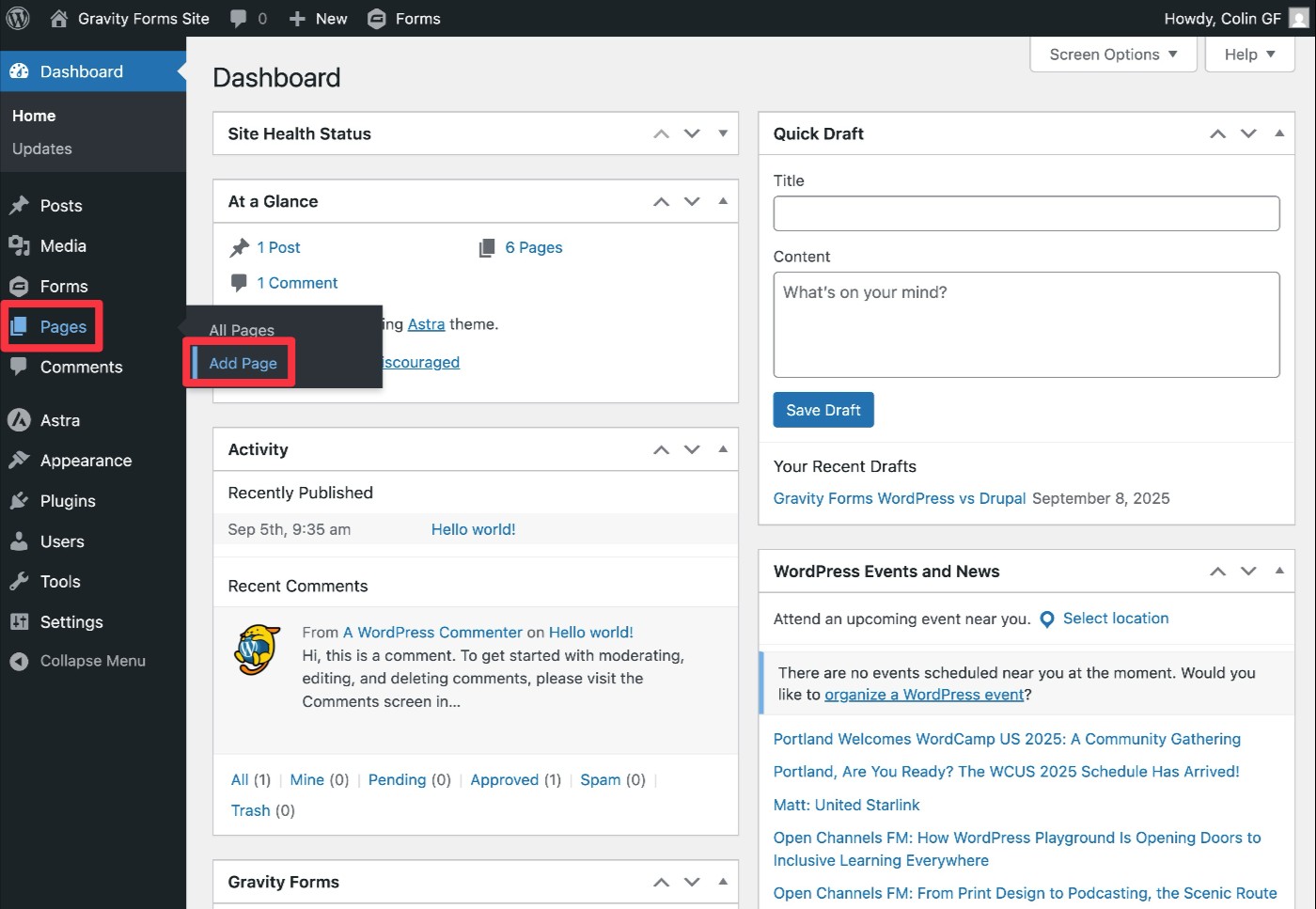 How to create a WOrdPress page