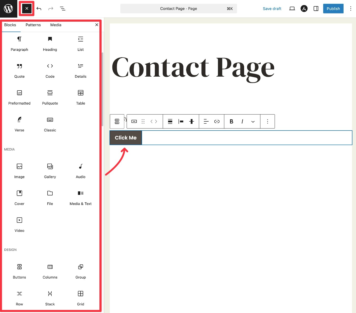 Add blocks to page