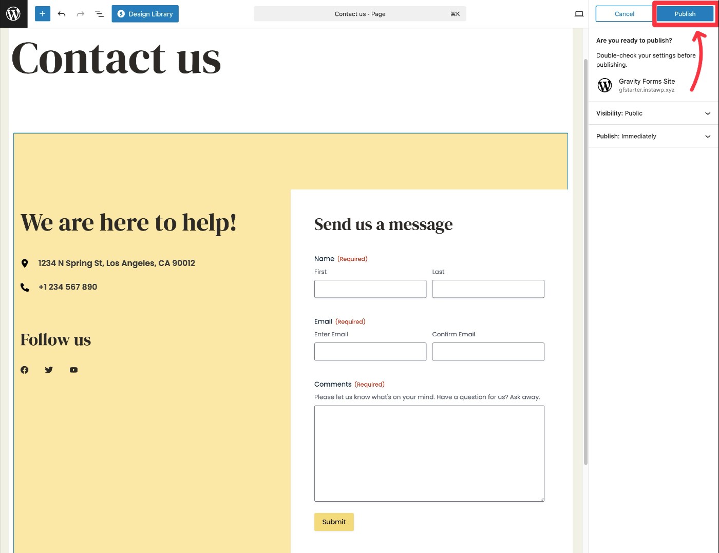 Confirm page publish