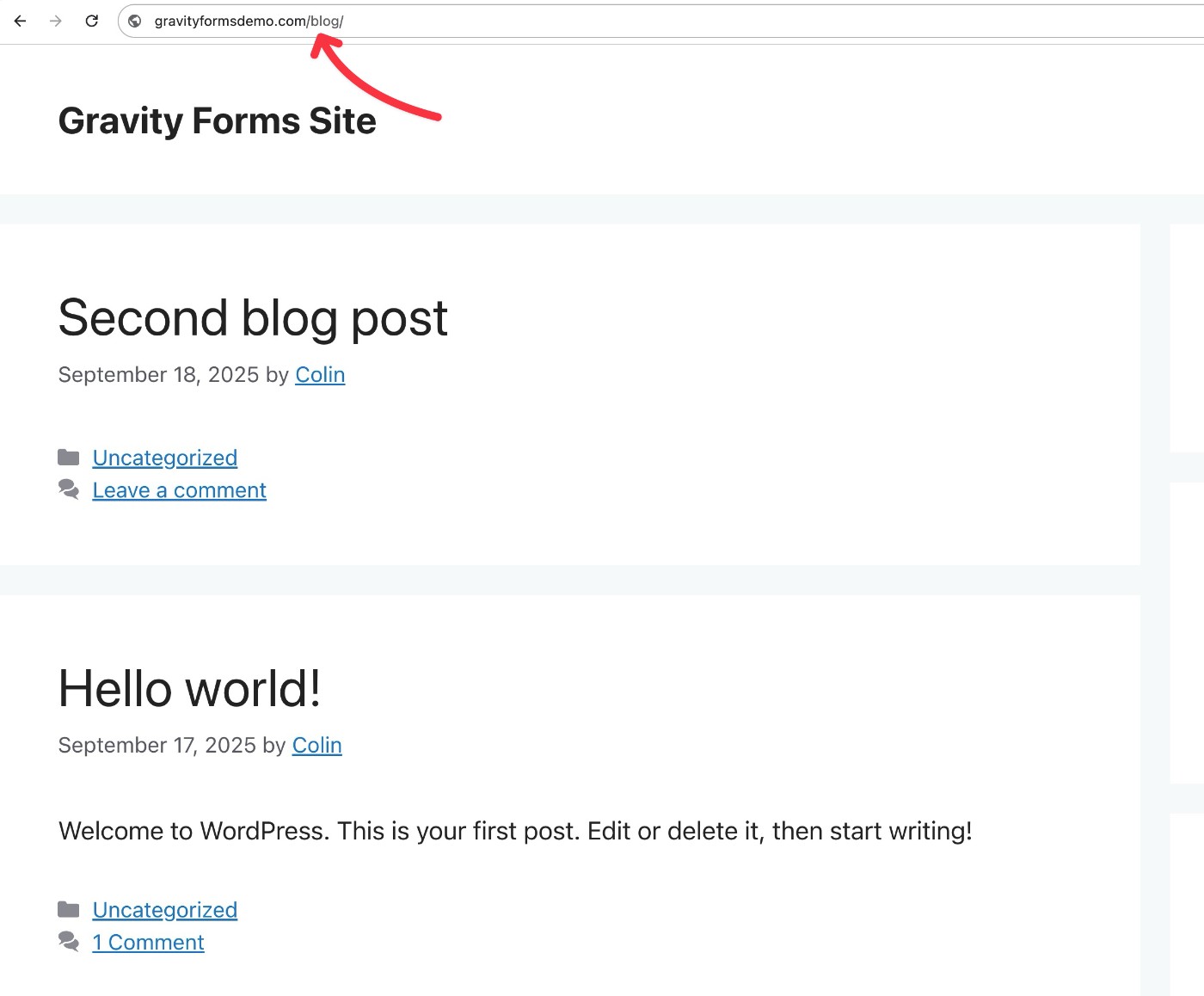 Dedicated WordPress blog page