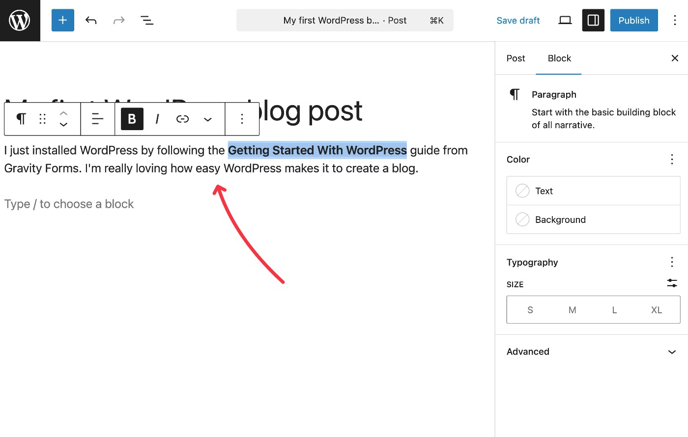 Add text to blog post