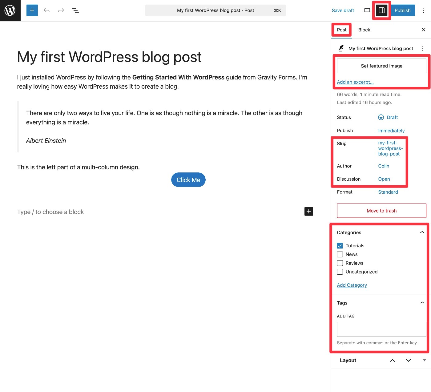 Post metadata and other details