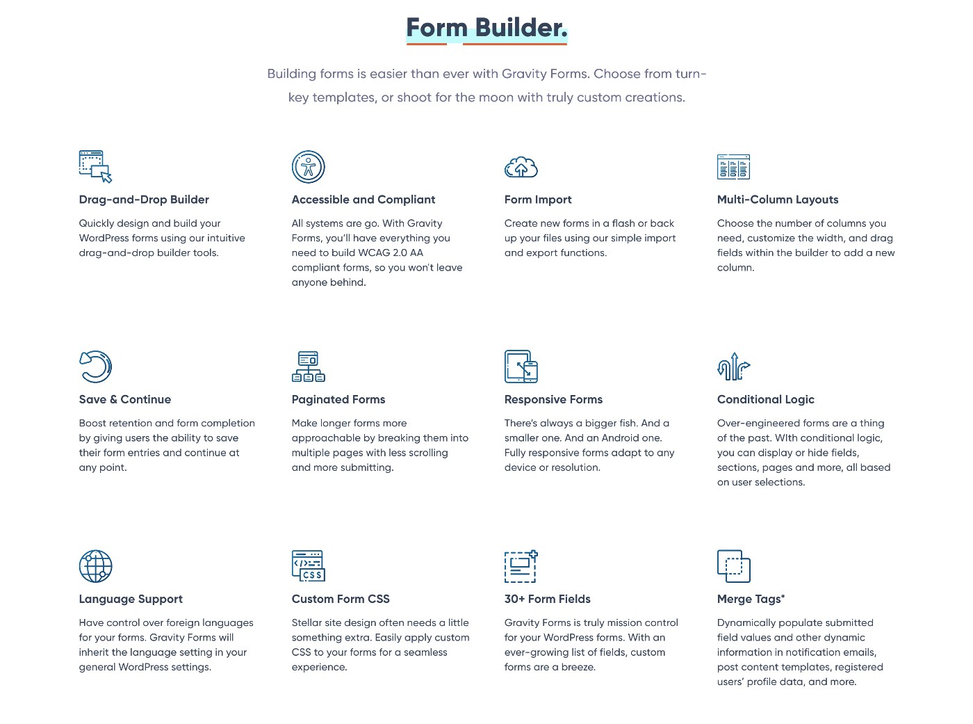Gravity Forms feature page