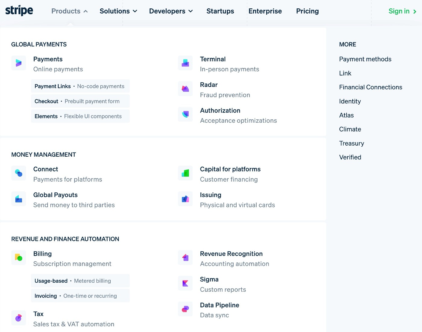 Stripe features