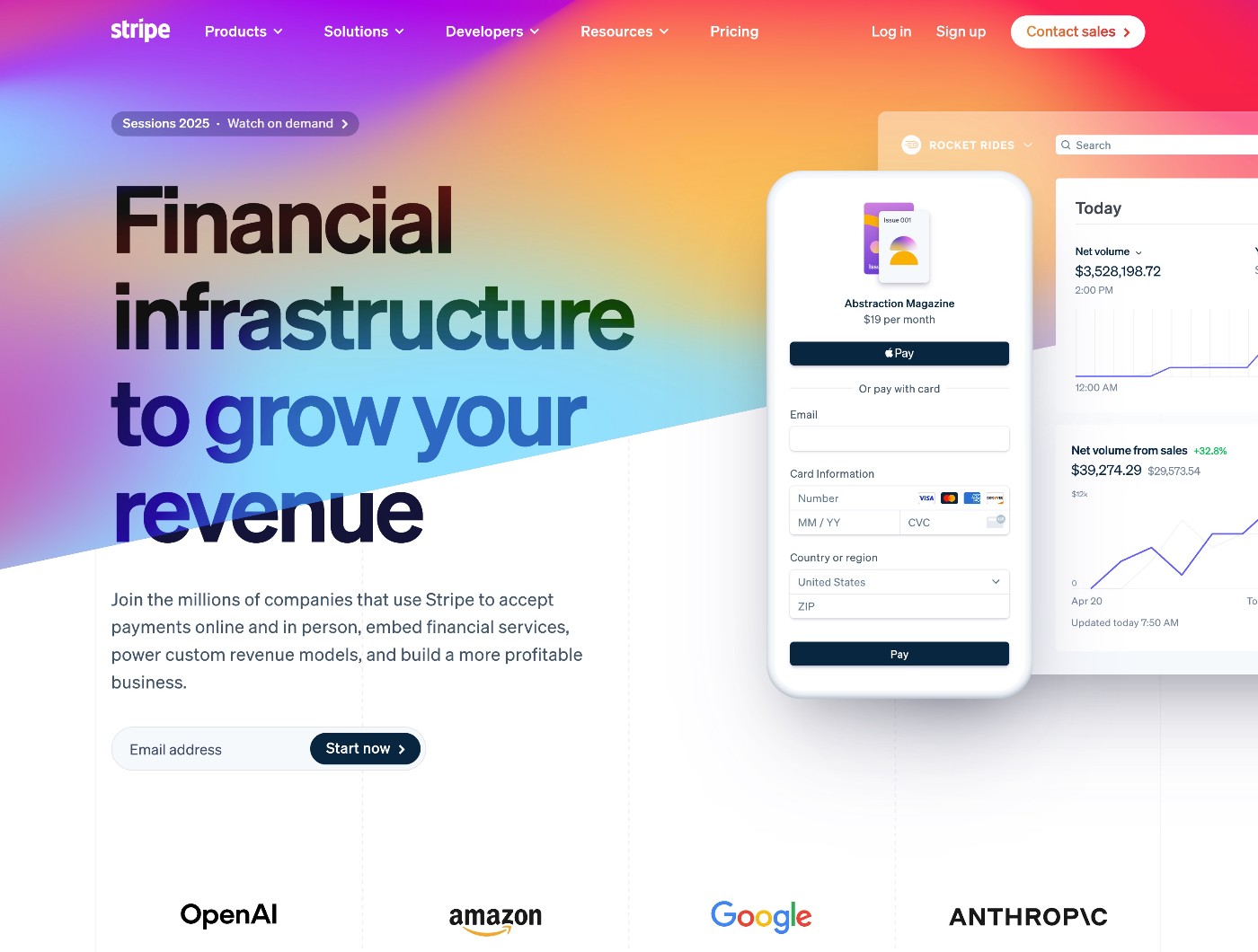 Stripe homepage