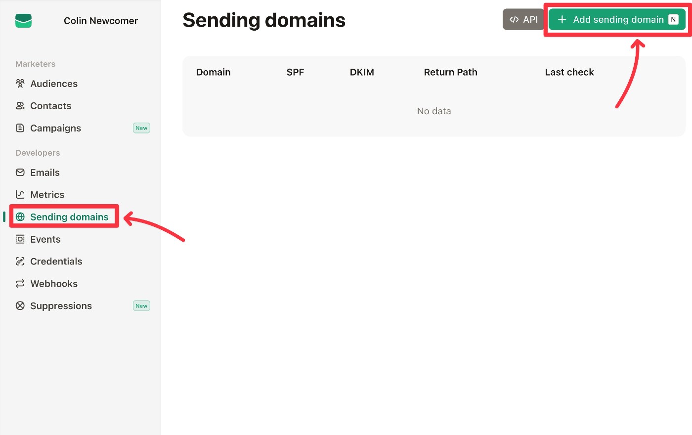 Add sending domain