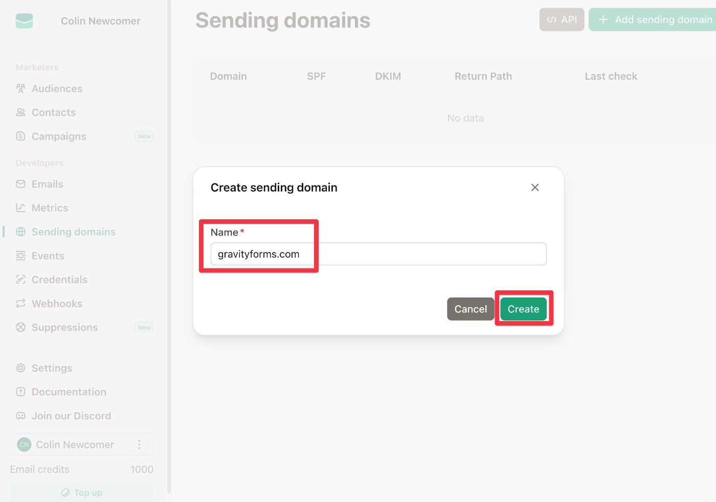 Enter WordPress domain name in emailit