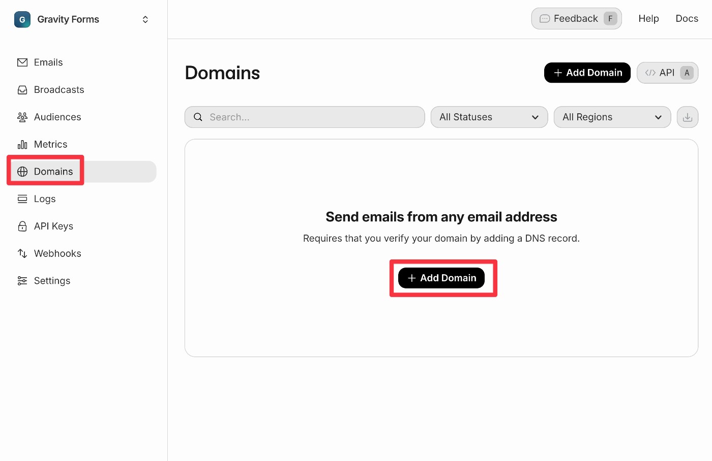 Add domain to Resend