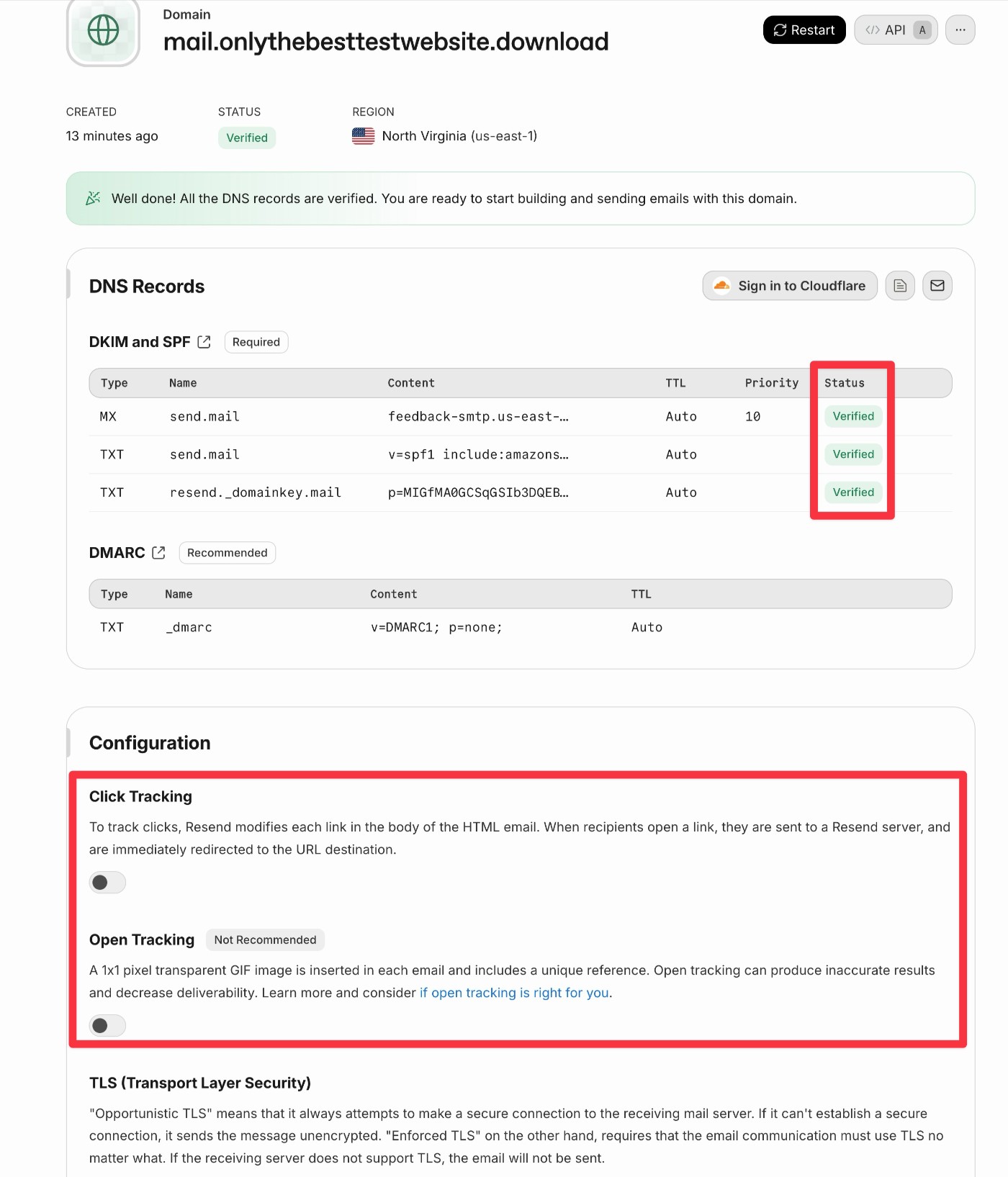 Configuring Resend domain