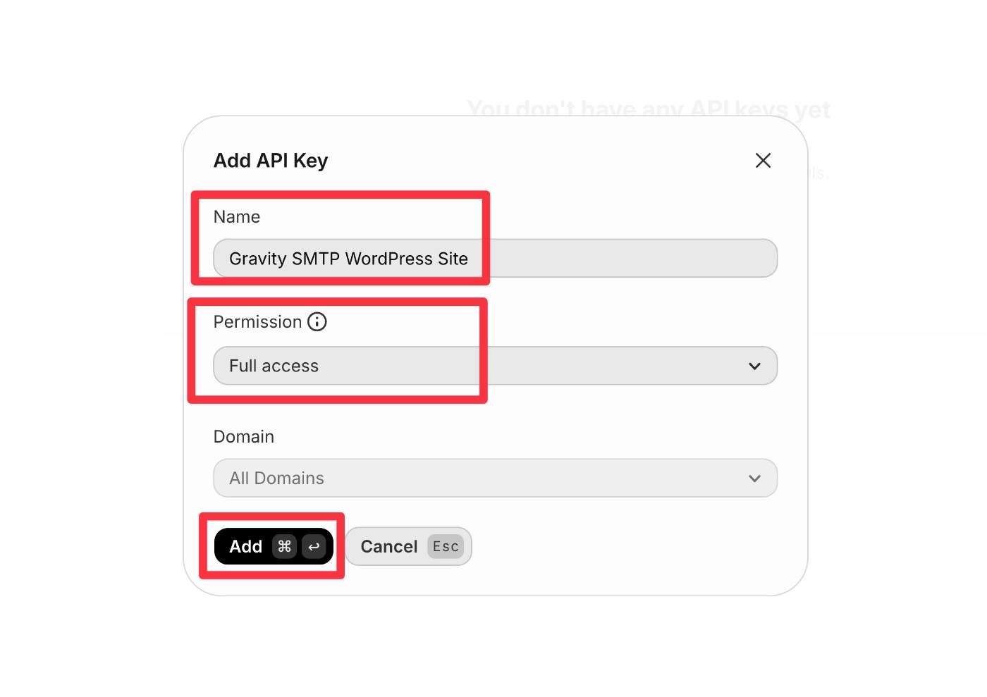 Resend API key