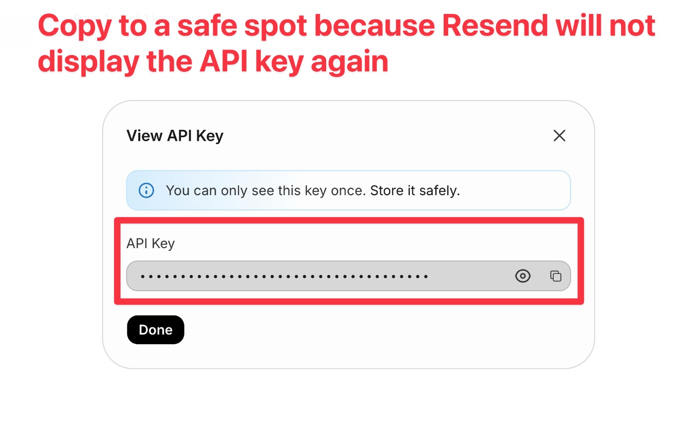 Copy Resend API key