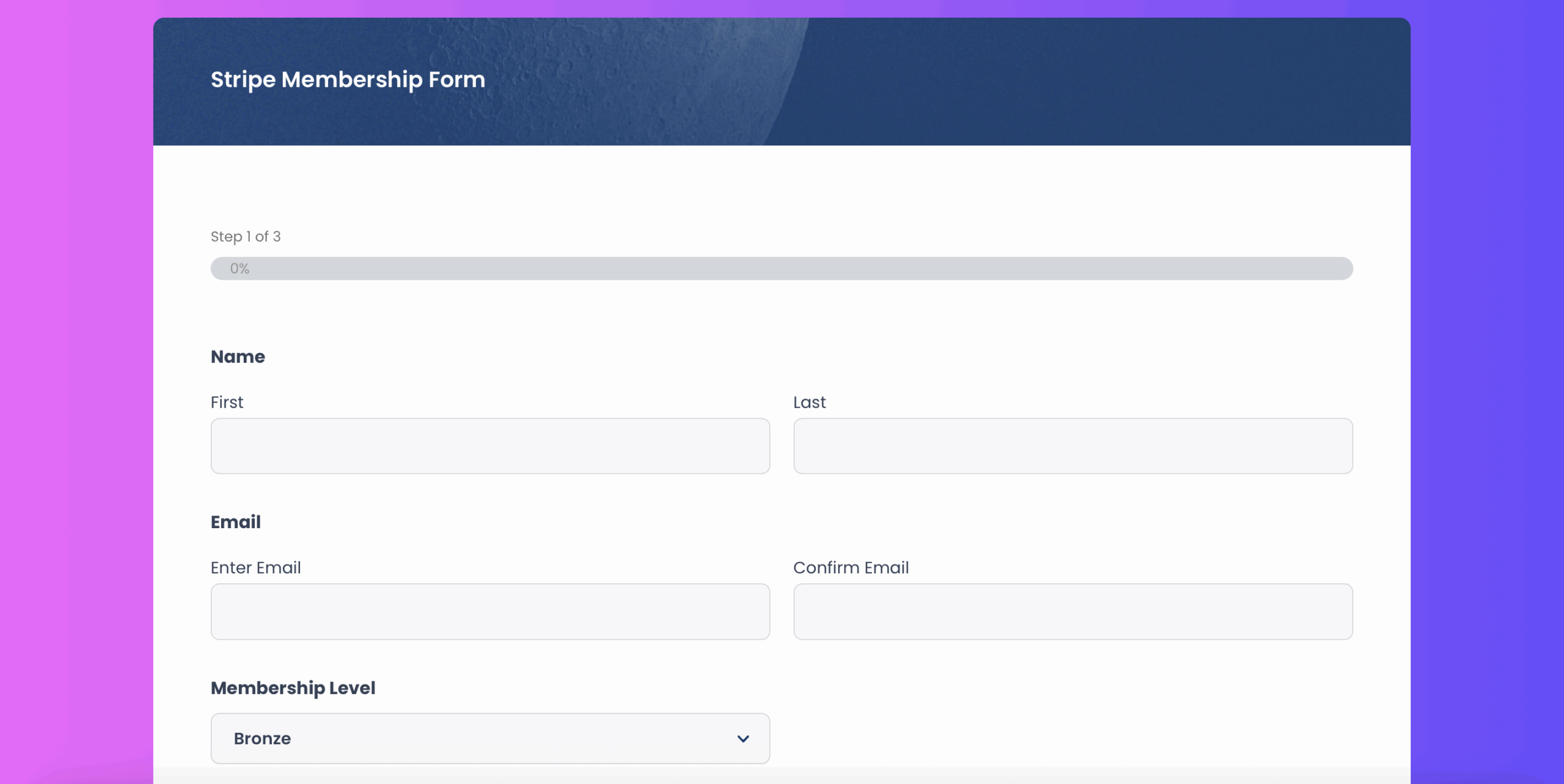 Stripe membership form template