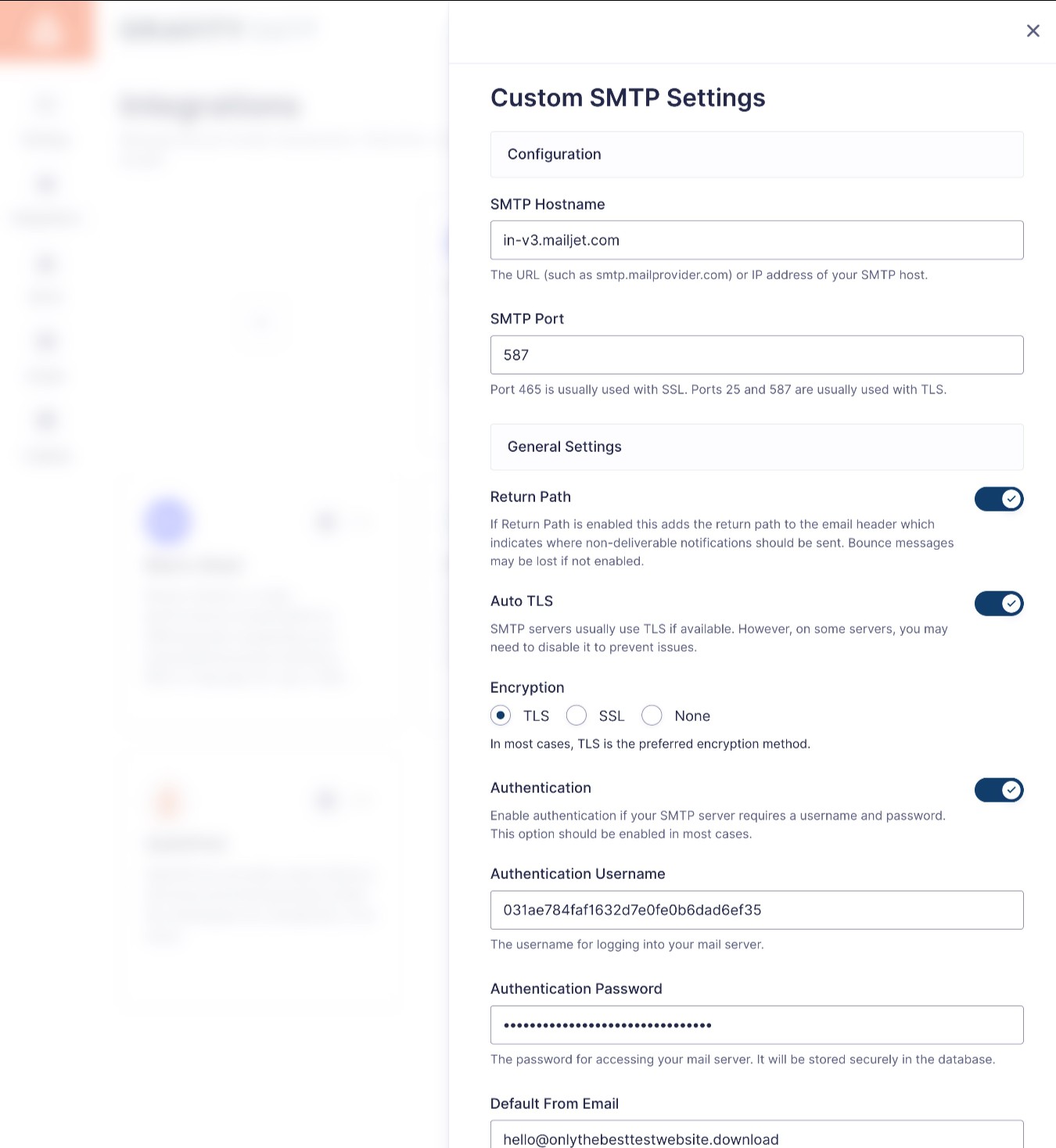 Configure Custom SMTP integration