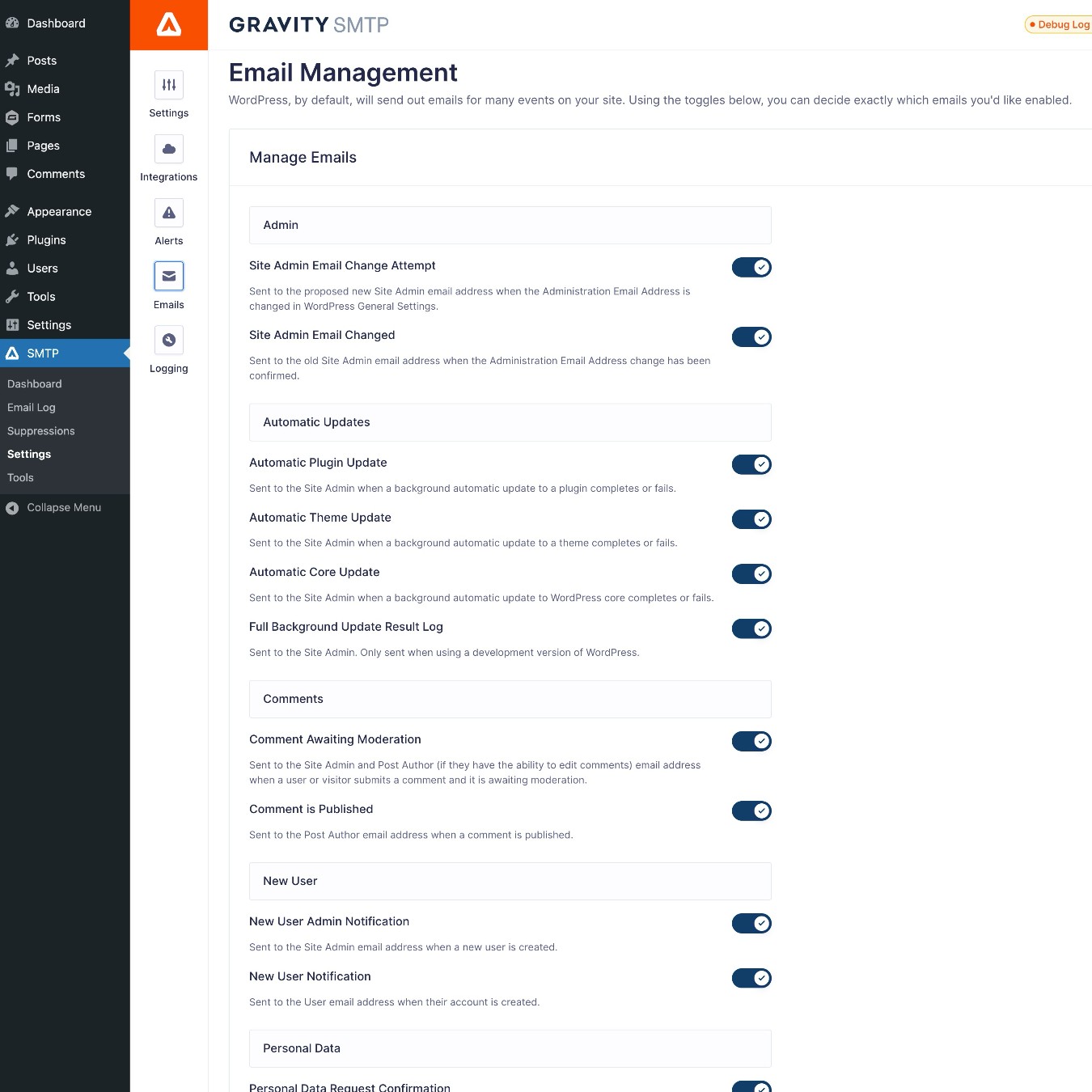 Gravity SMTP WordPress email management feature