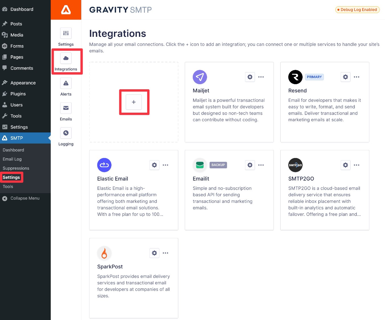 Gravity SMTP add integration