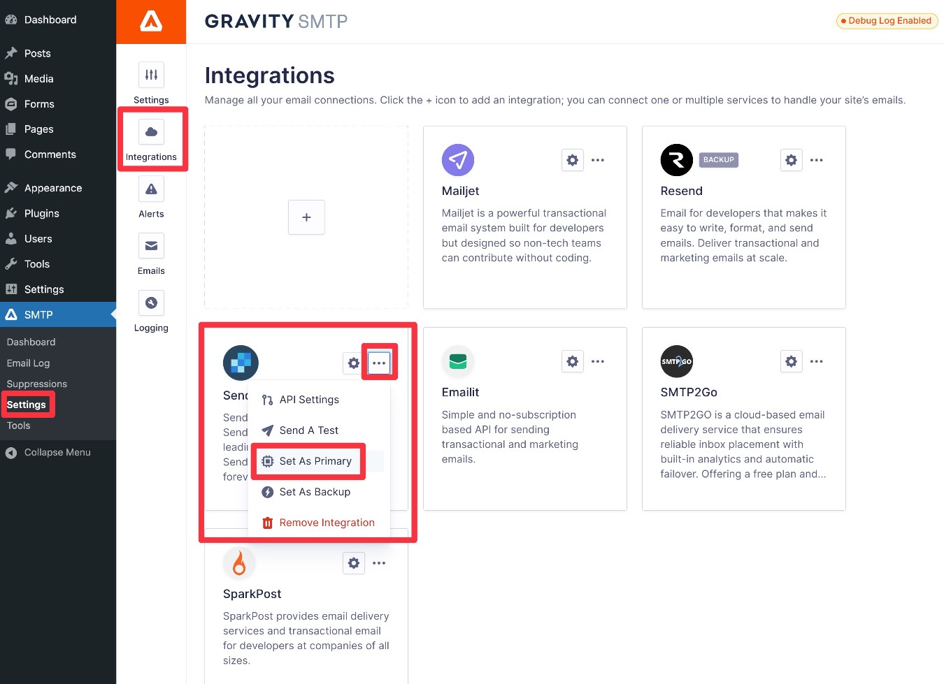 Set SendGrid as primary email sending service