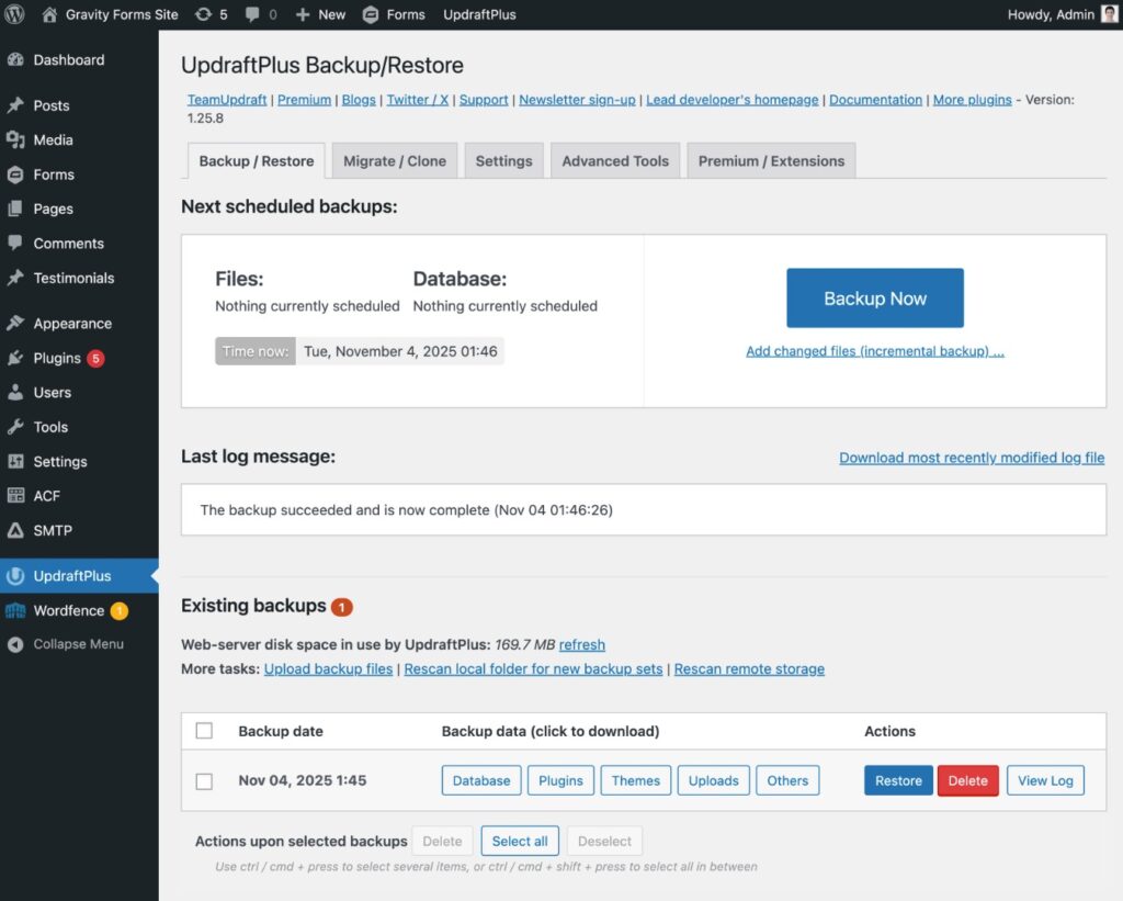 UpdraftPlus backups for WordPress security