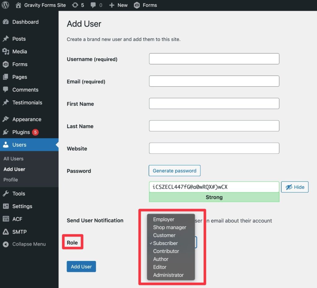 WordPress user roles