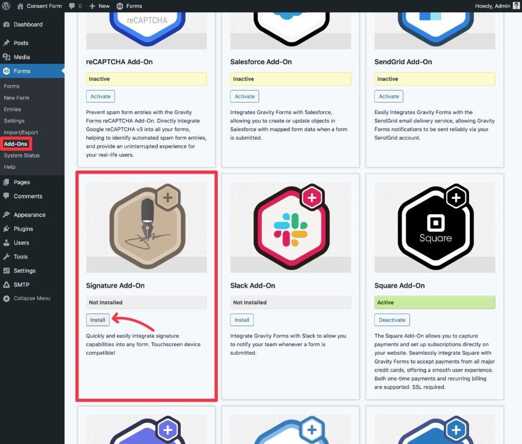 Install the Gravity Forms Signature Add-on
