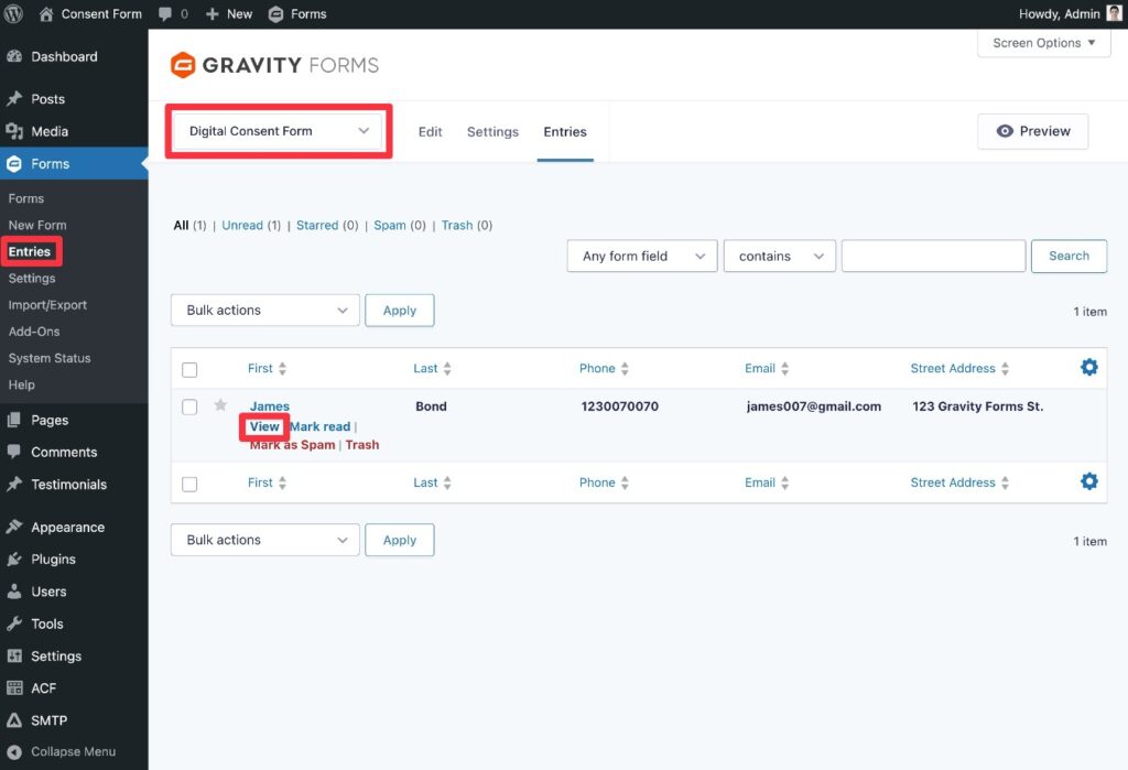 How to view consent submissions