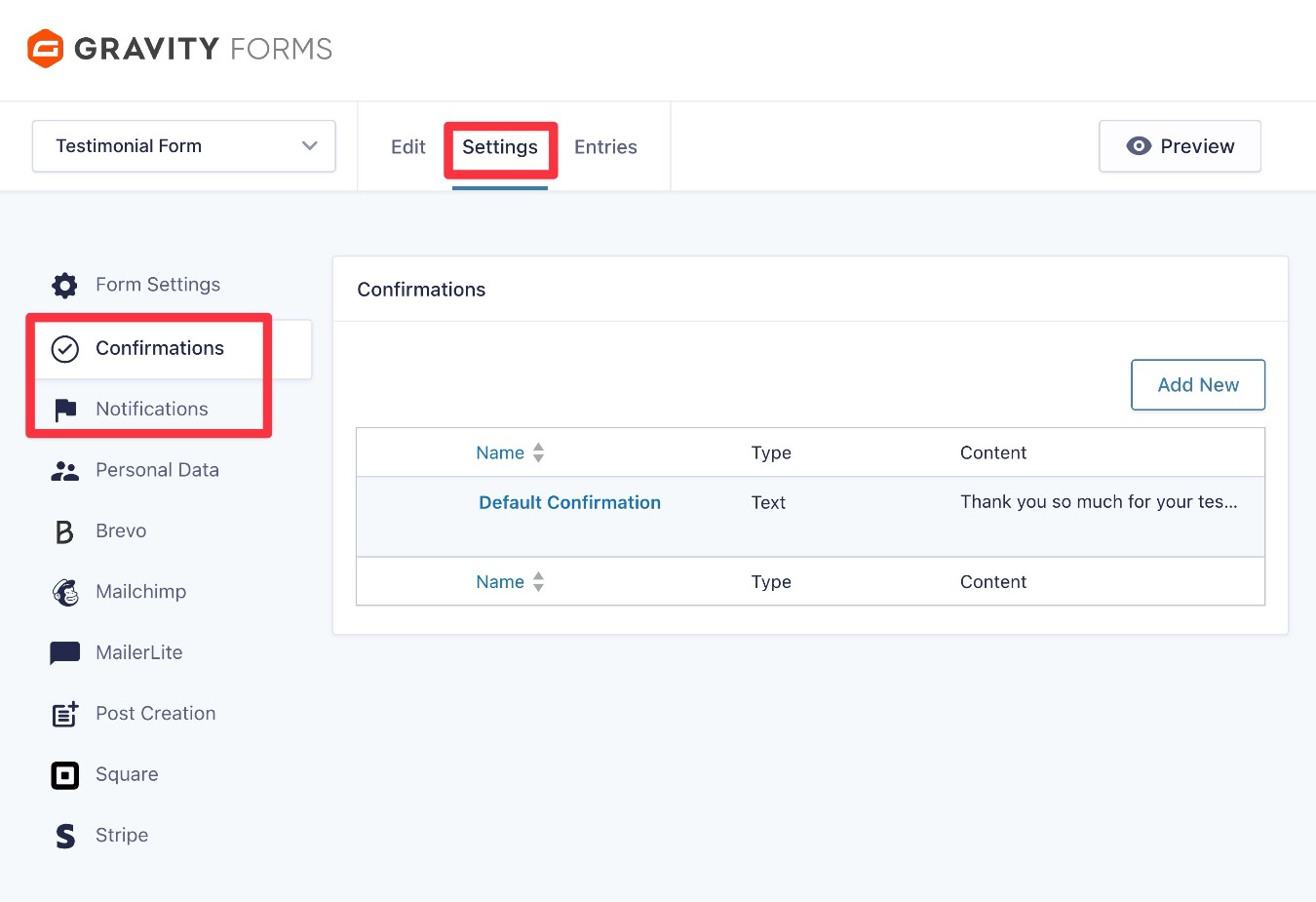 Setting up confirmations and notifications