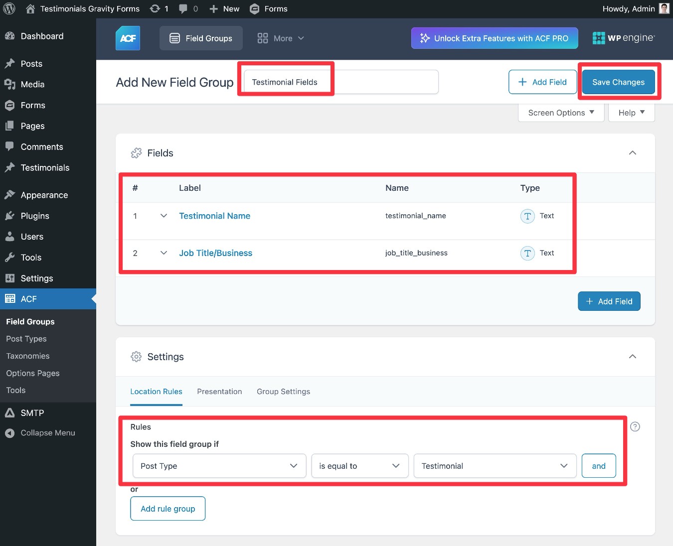 Add custom fields to testimonials