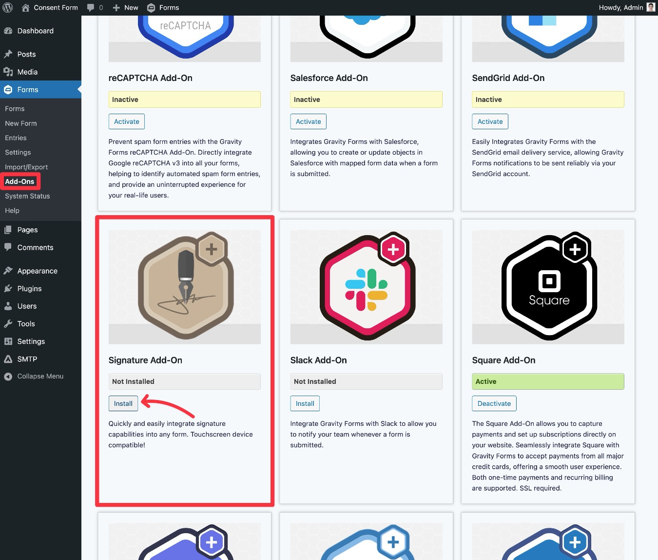Install the Gravity Forms Signature Add-On