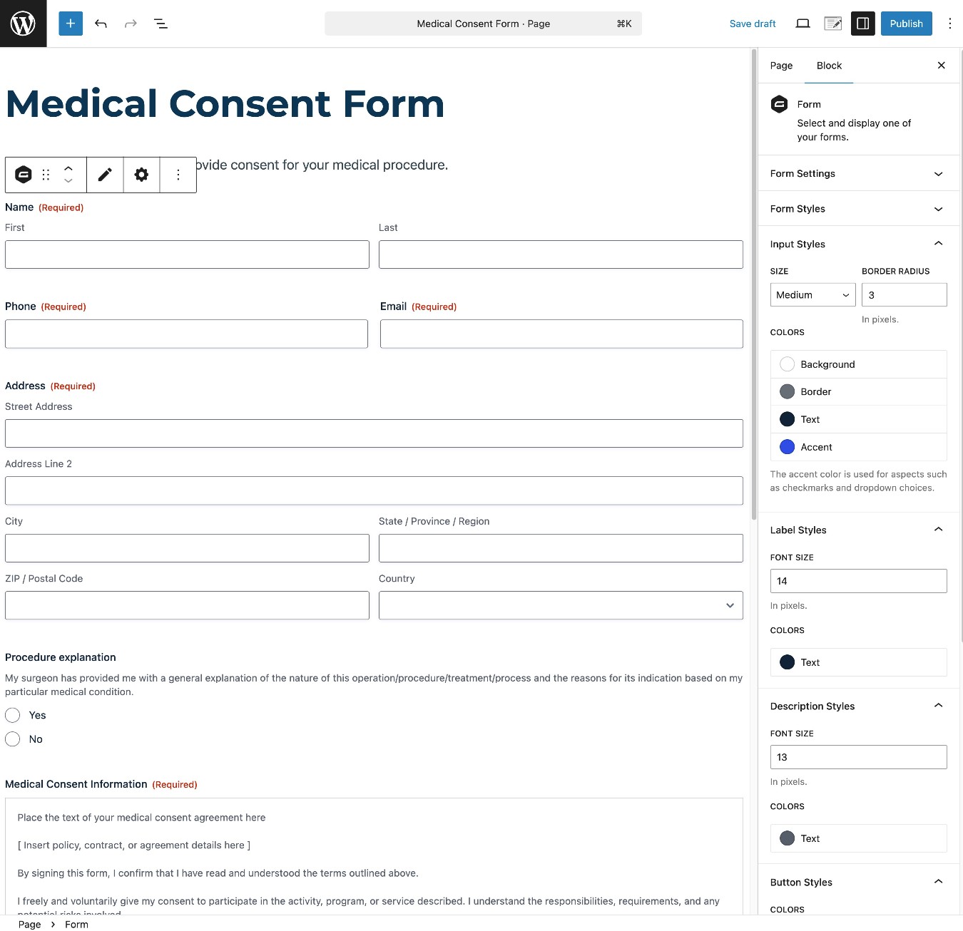 How to embed your medical consent form in WordPress