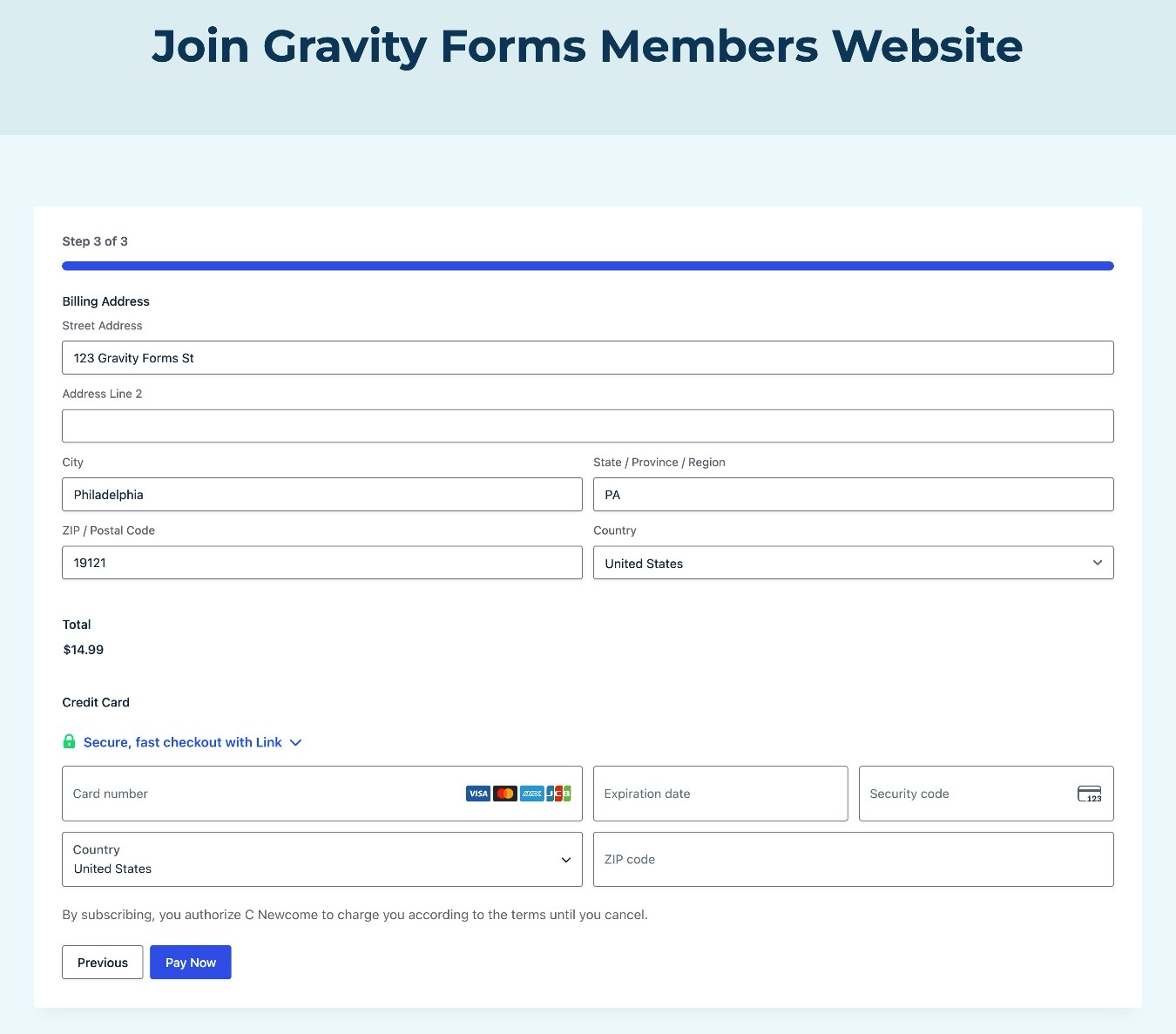 Testing the membership form to make sure it works