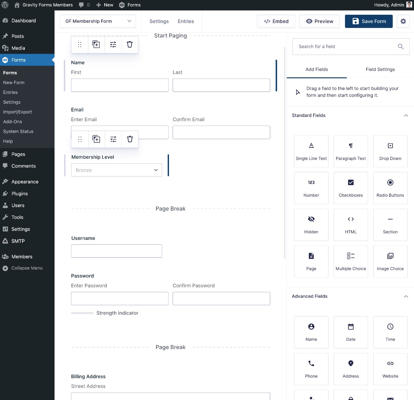 How to customize the membership form template