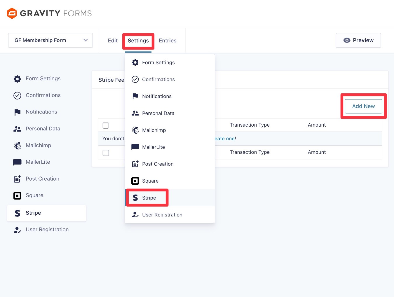 How to create a Stripe feed
