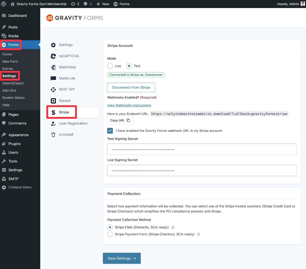 Connect Gravity Forms to Stripe