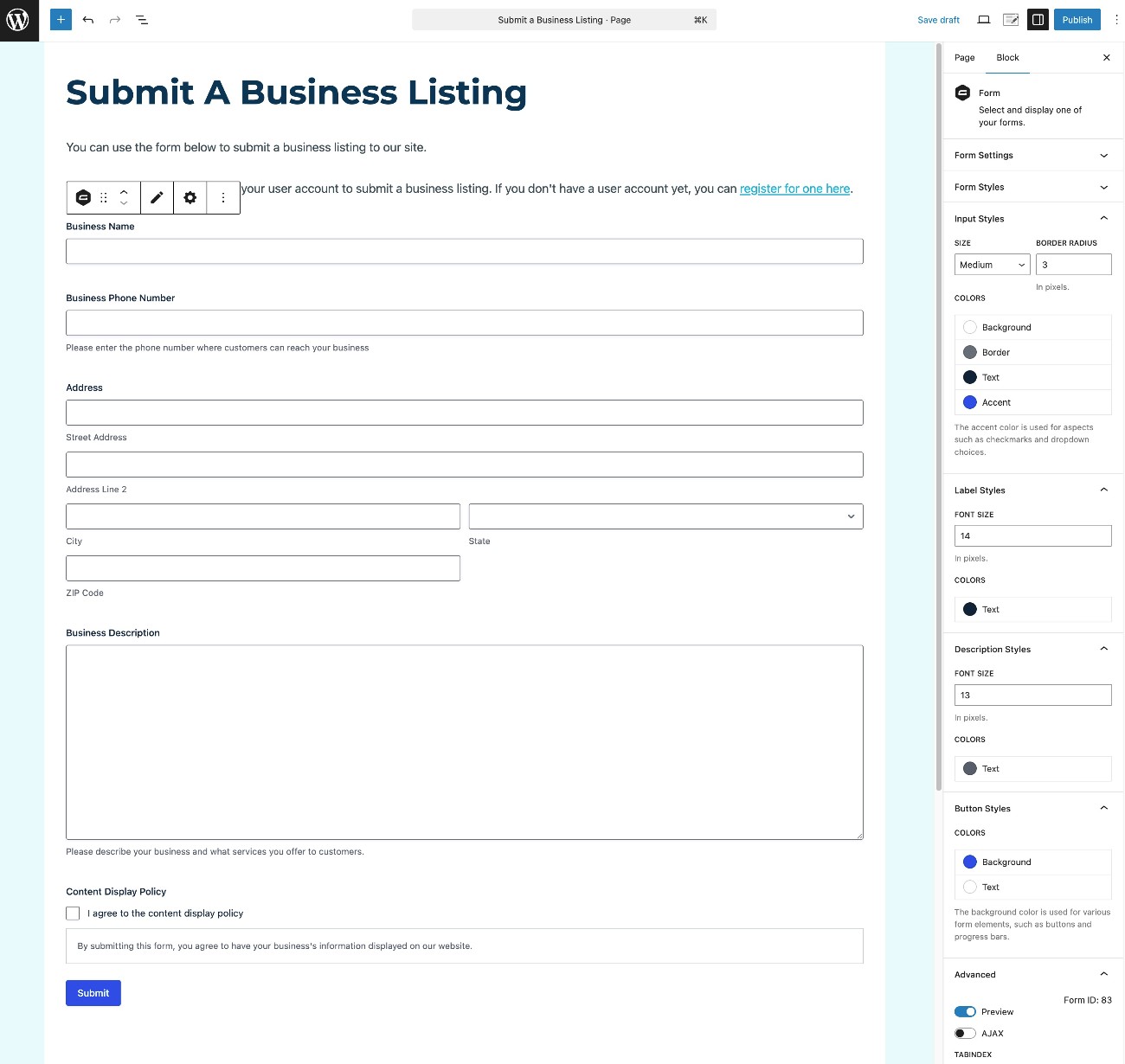 Create frontend post listing page