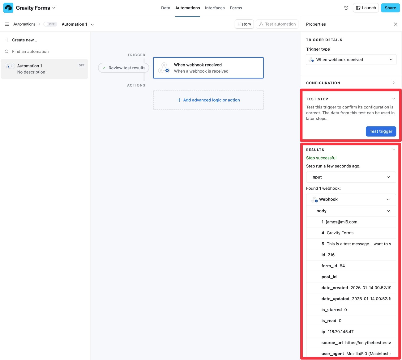 Airtable receives data