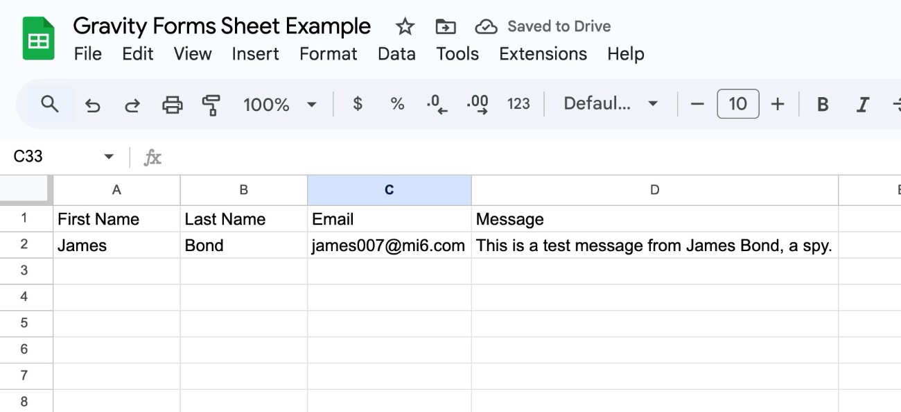 Gravity Forms data in Google Sheets