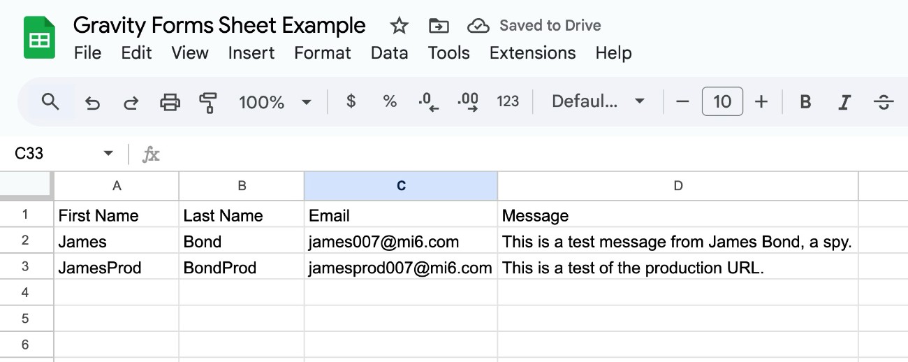 Test Google Sheets again