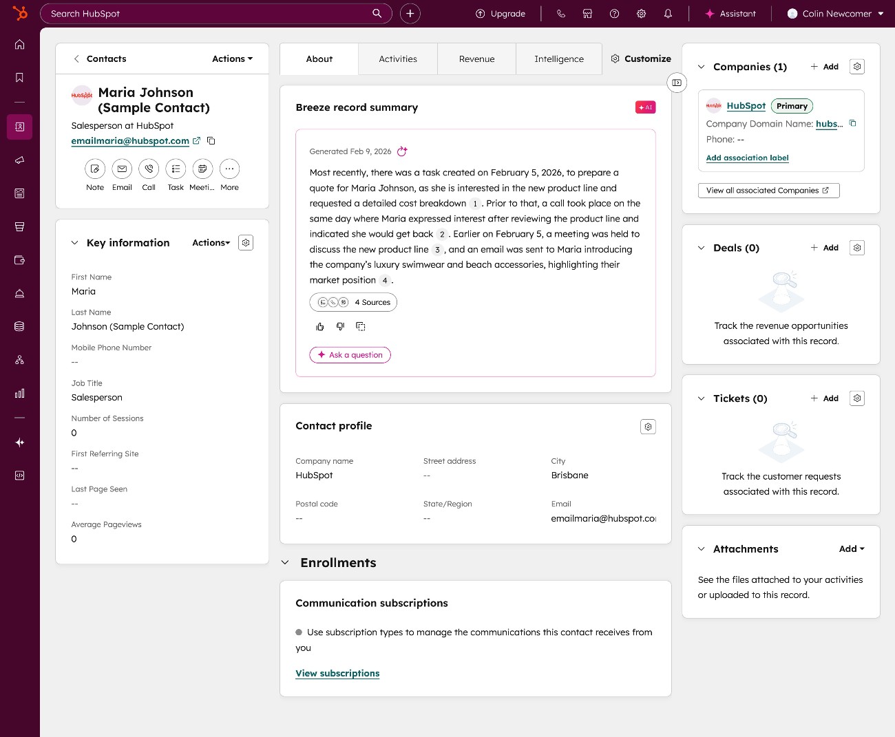 HubSpot CRM dashboard