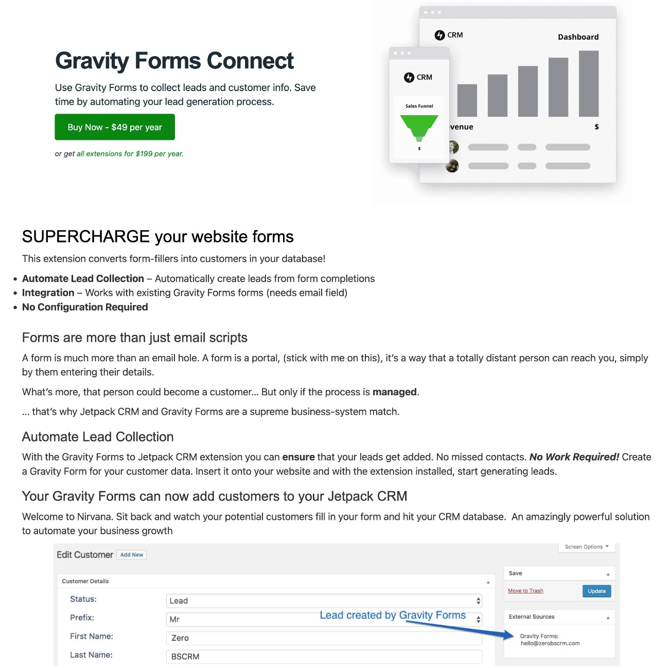 Jetpack CRM Gravity Forms integration