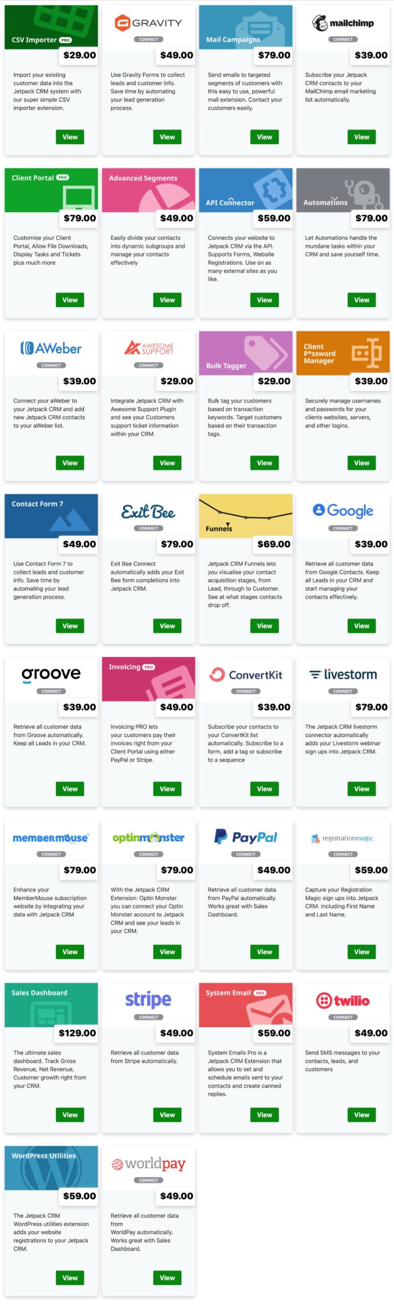 Jetpack CRM extensions