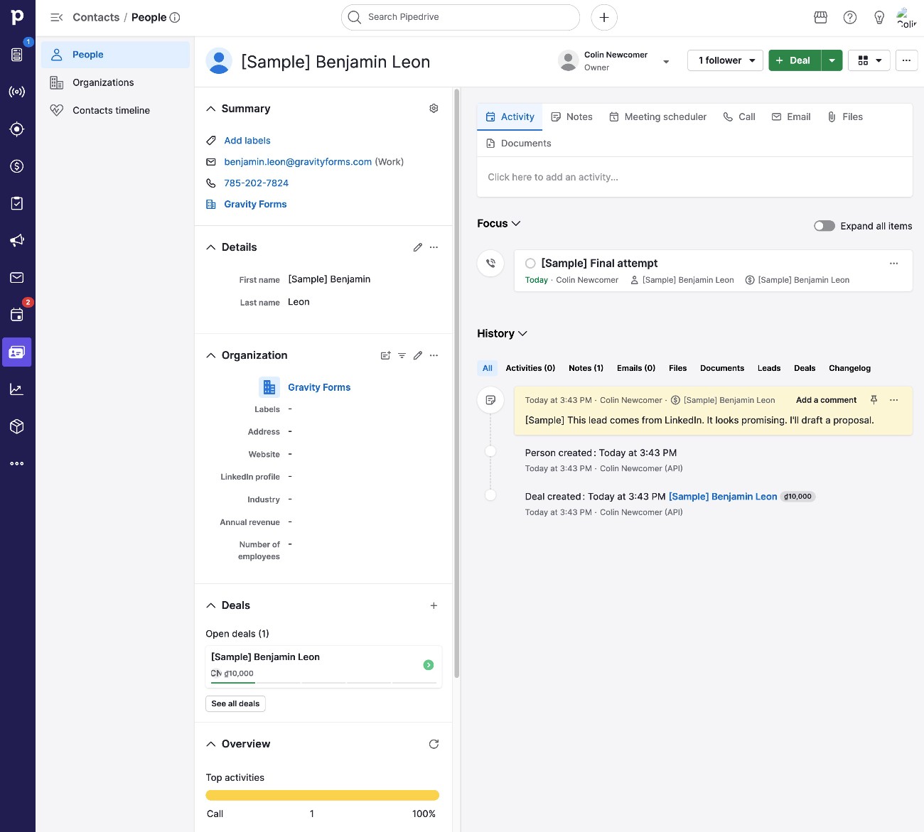 Pipedrive CRM dashboard