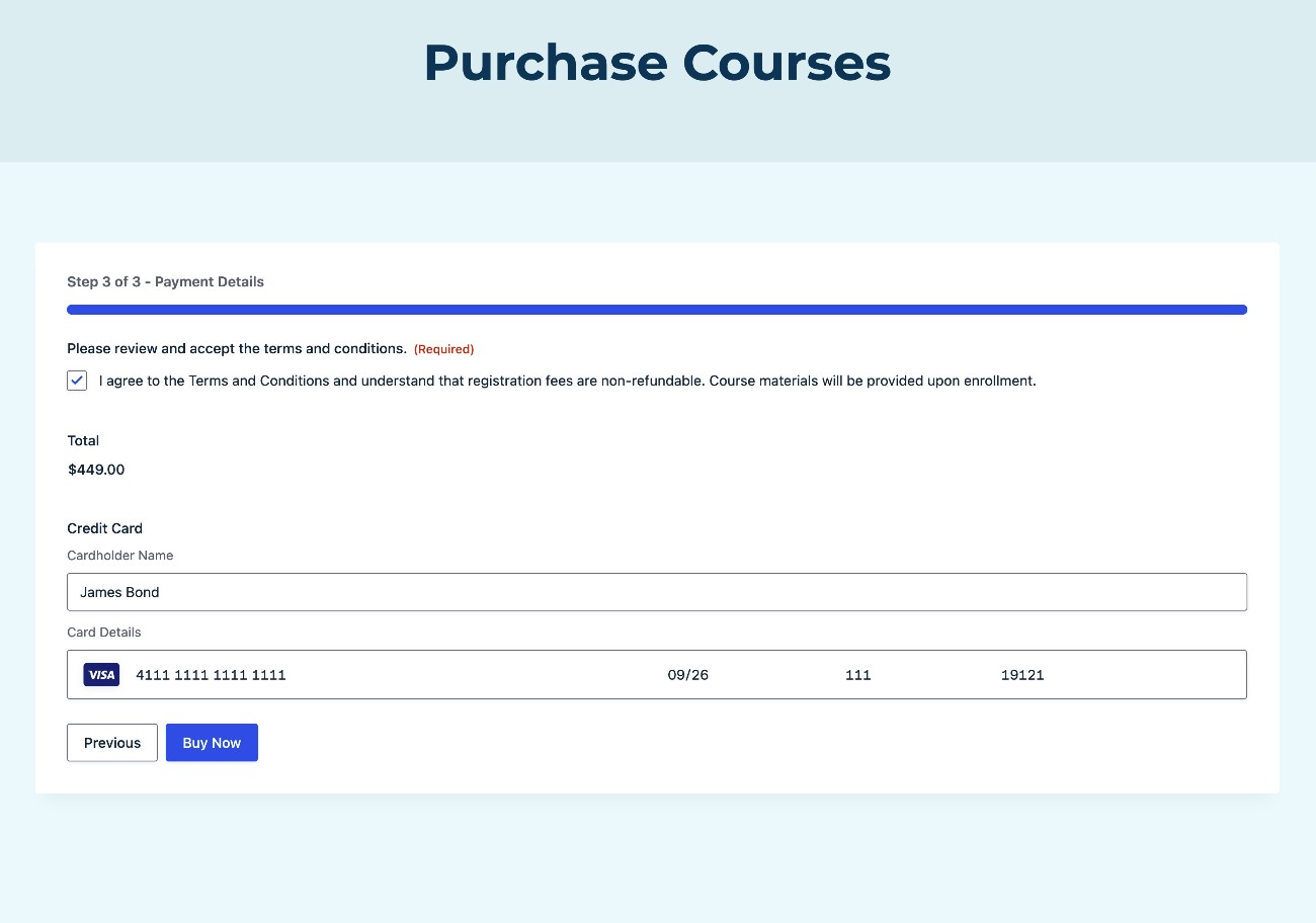 Submit a test course registration