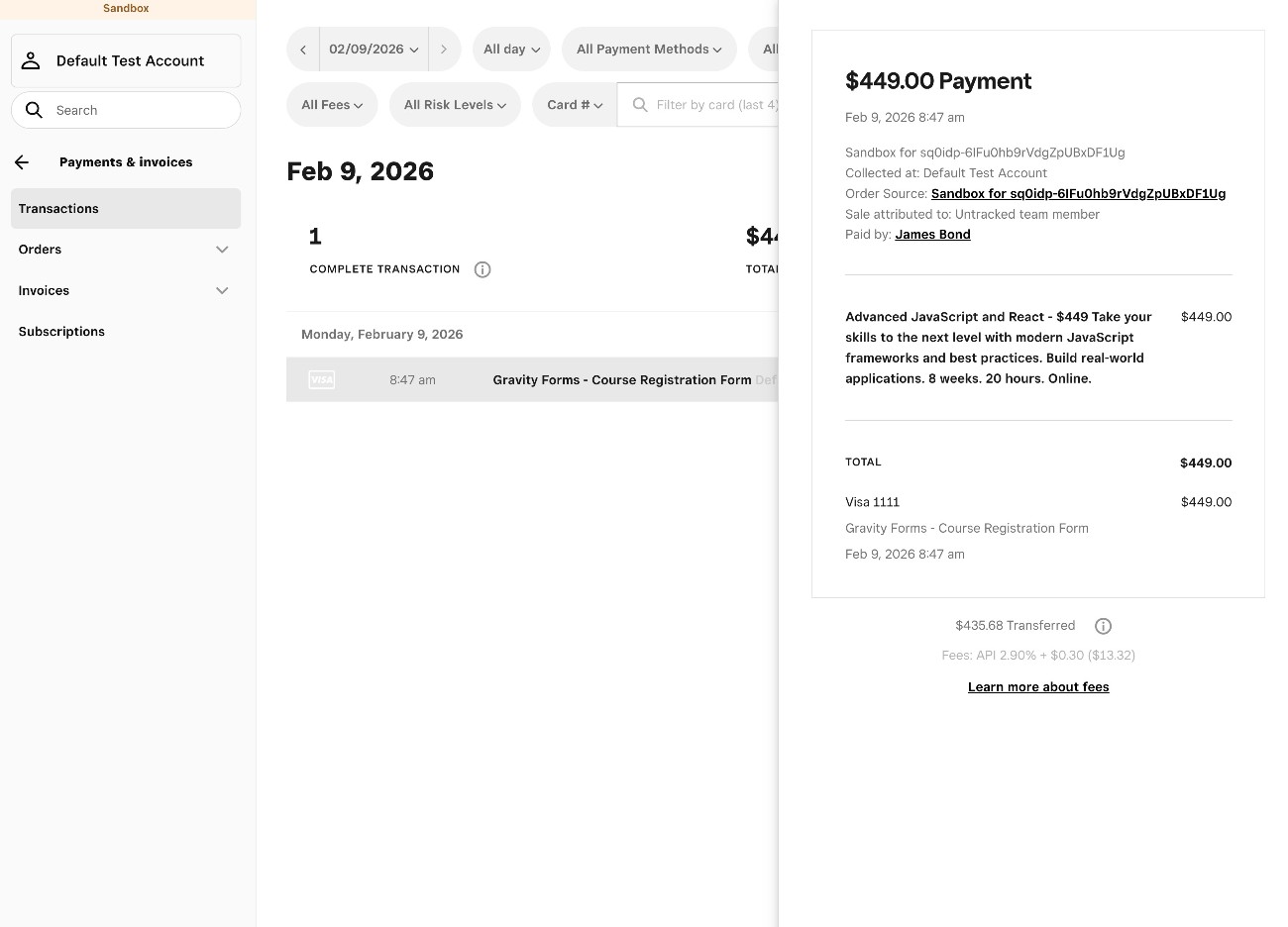 Course registration in Square