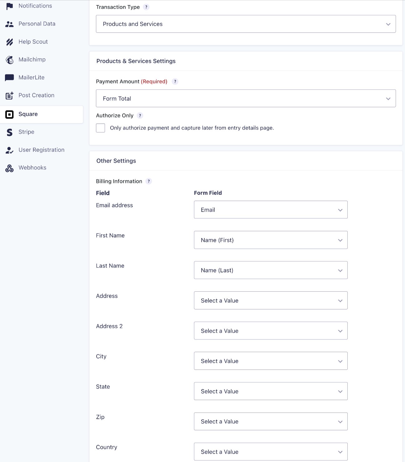 Configure Square feed