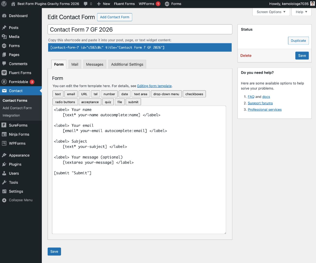 Contact Form 7 builder