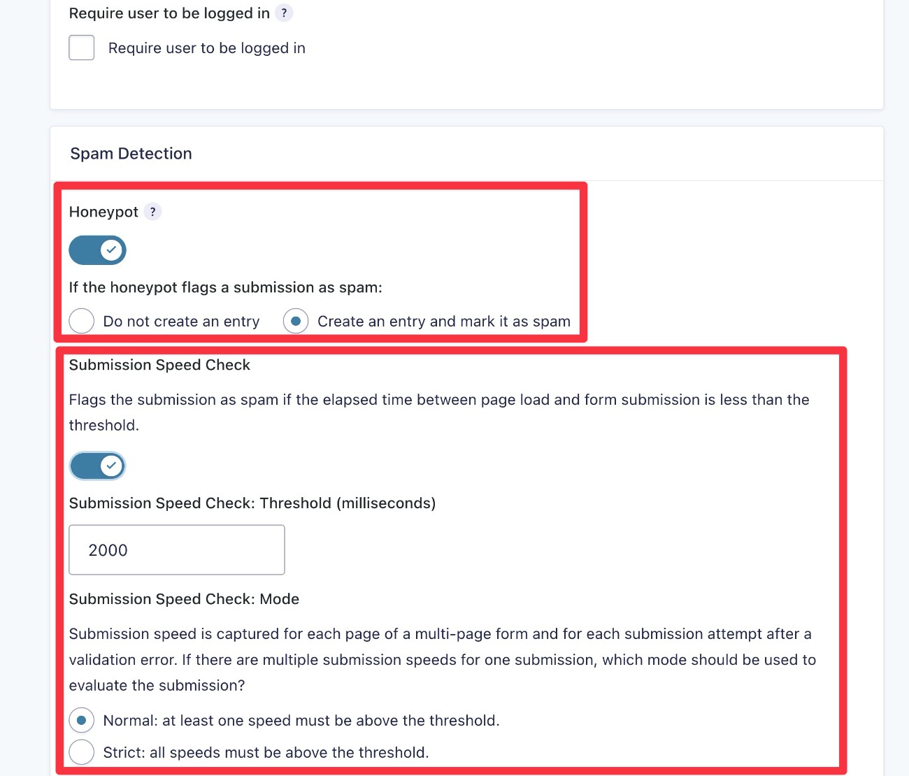 Honeypot and submission speed check